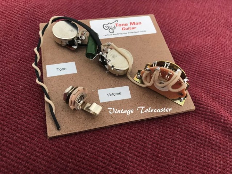 Vintage Fender Telecaster Prewired Wiring Kit PIO  .047 Tone Cap Cloth Wiring
