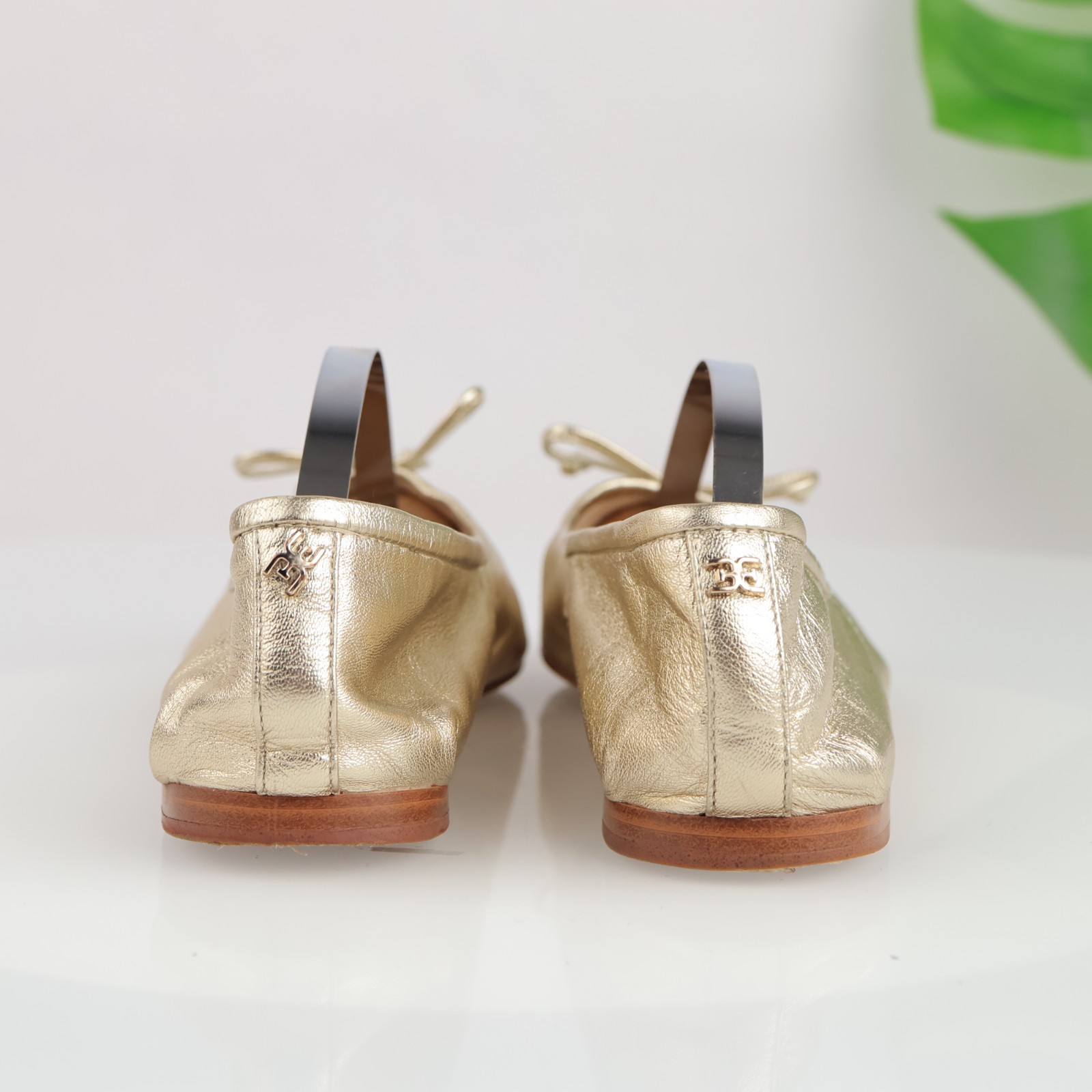 Sam Edelman Womens Zooey Ballet Flats Size 8 M Gold Metallic Leather Bow Shoes