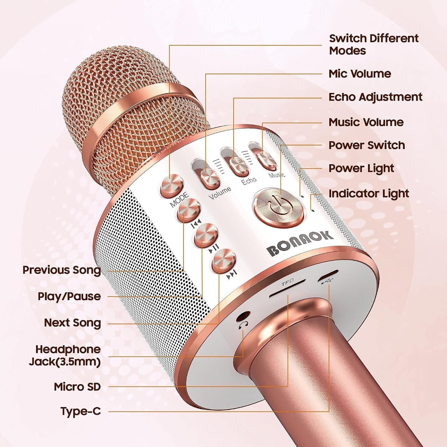 Portable Handheld Karaoke Microphone with Bluetooth - Perfect for Home Fun