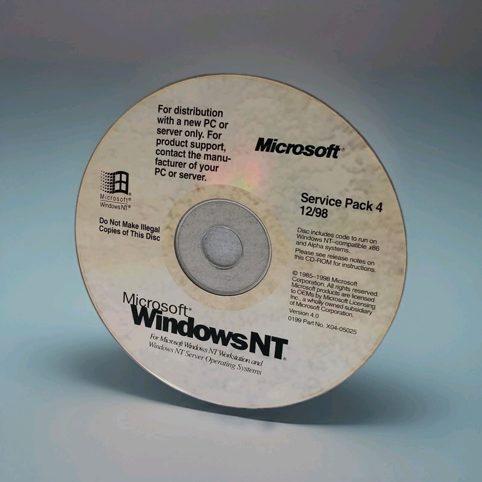 Vintage Microsoft Windows NT Service Pack 4 12/98 Disc Only