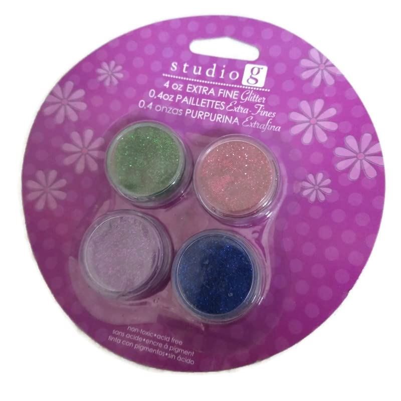 Extra Fine Glitter Assortment Set of 4 Colors - Primary Blue Green Red Purple