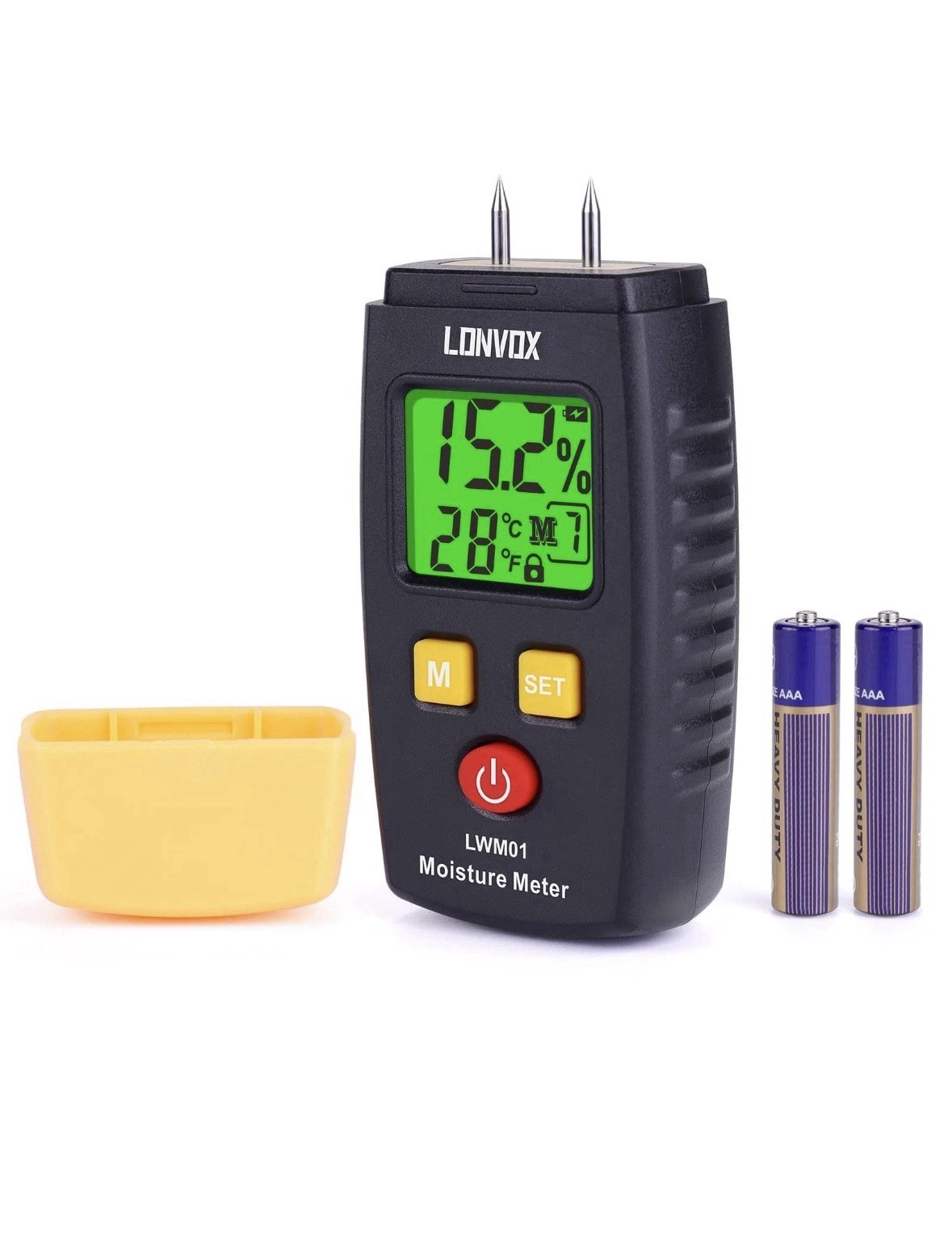 Wood Moisture Meter, LONVOX Pin-type Digital Moisture Detector with Backlit L...