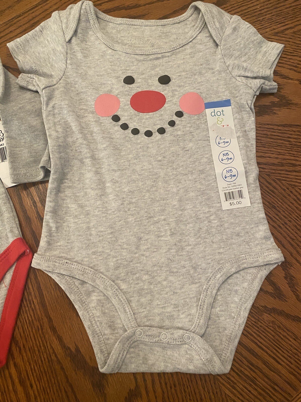 2 Christmas One piece 6-9 months Red Truck Tree, gray long & short sleeve