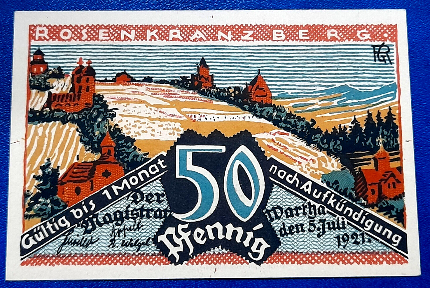 WARTHA (BARDO) NOTGELD 50 PFENNIG 1921 EMERGENCY MONEY GERMANY BANKNOTE (31346)