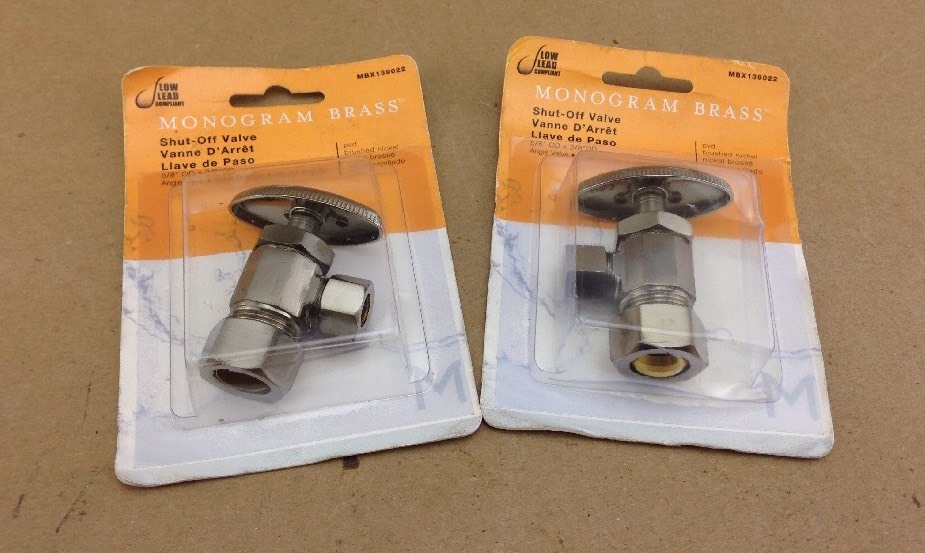(2) Monogram Brass MBX139022 Brushed Nickel Water Supply Angle Shut Off Valve