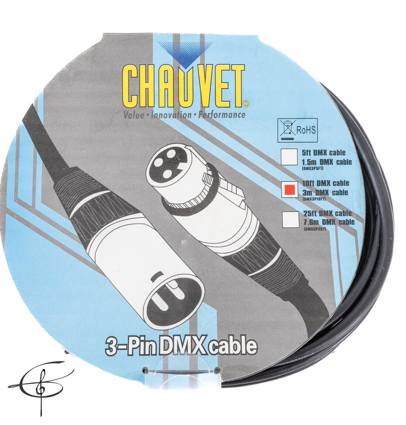 Chauvet DJ DMX3P10FT 10 Foot Male To Female 3 Pin DMX Lighting Cable