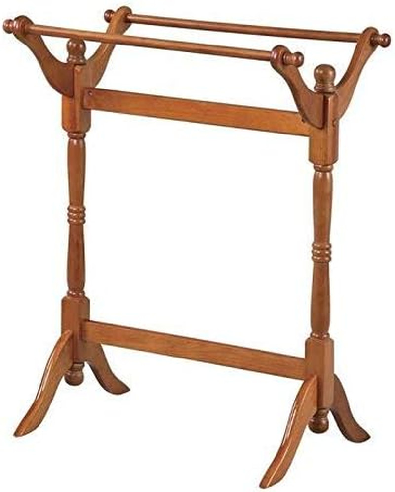 Vintage Oak Finish Wooden Quilt Rack Stand Blanket Bedspread Storage Display
