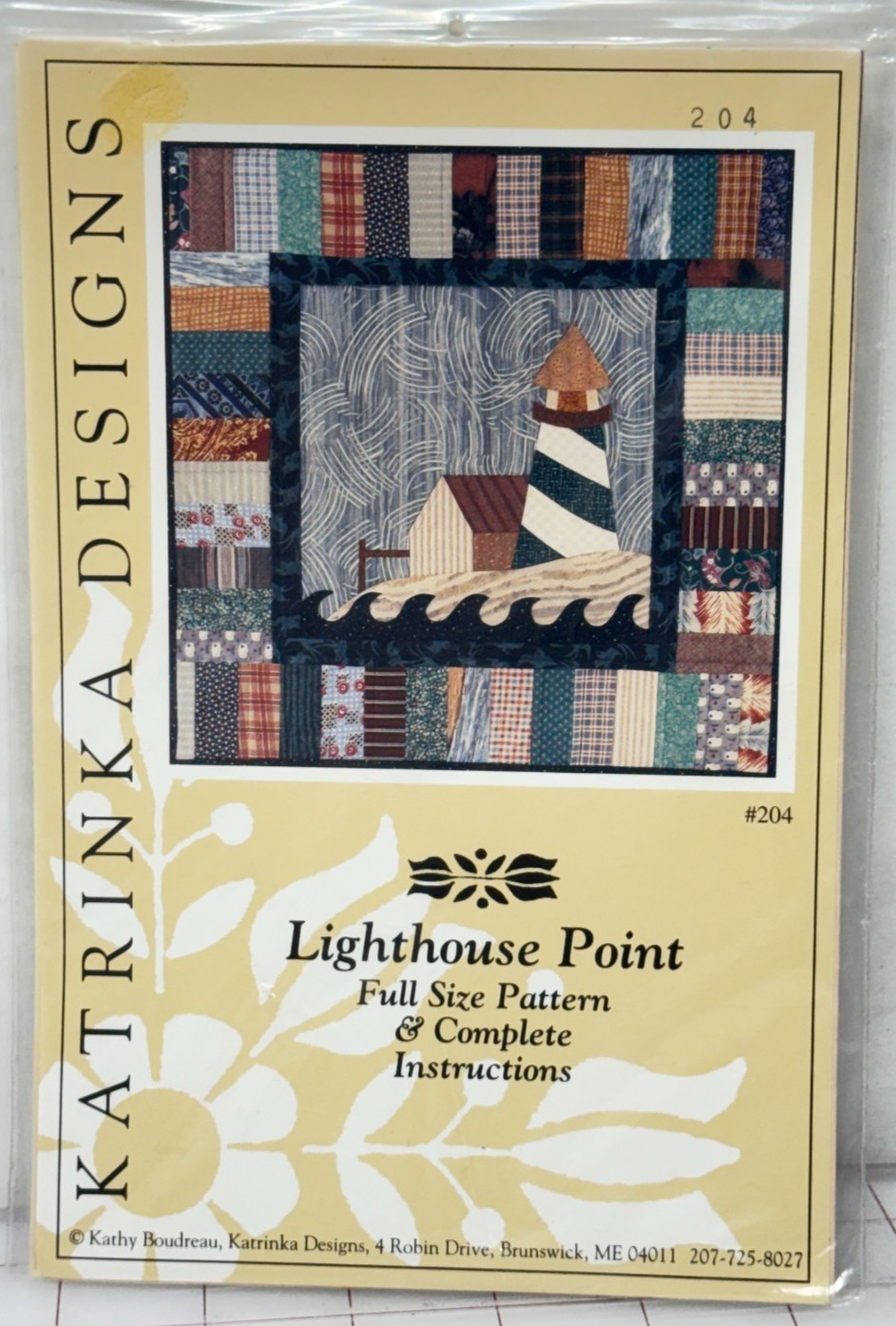 Katrinka Designs LIGHTHOUSE POINT 22 x 22 Wall Quilt Pattern Kathy Boudreau.....