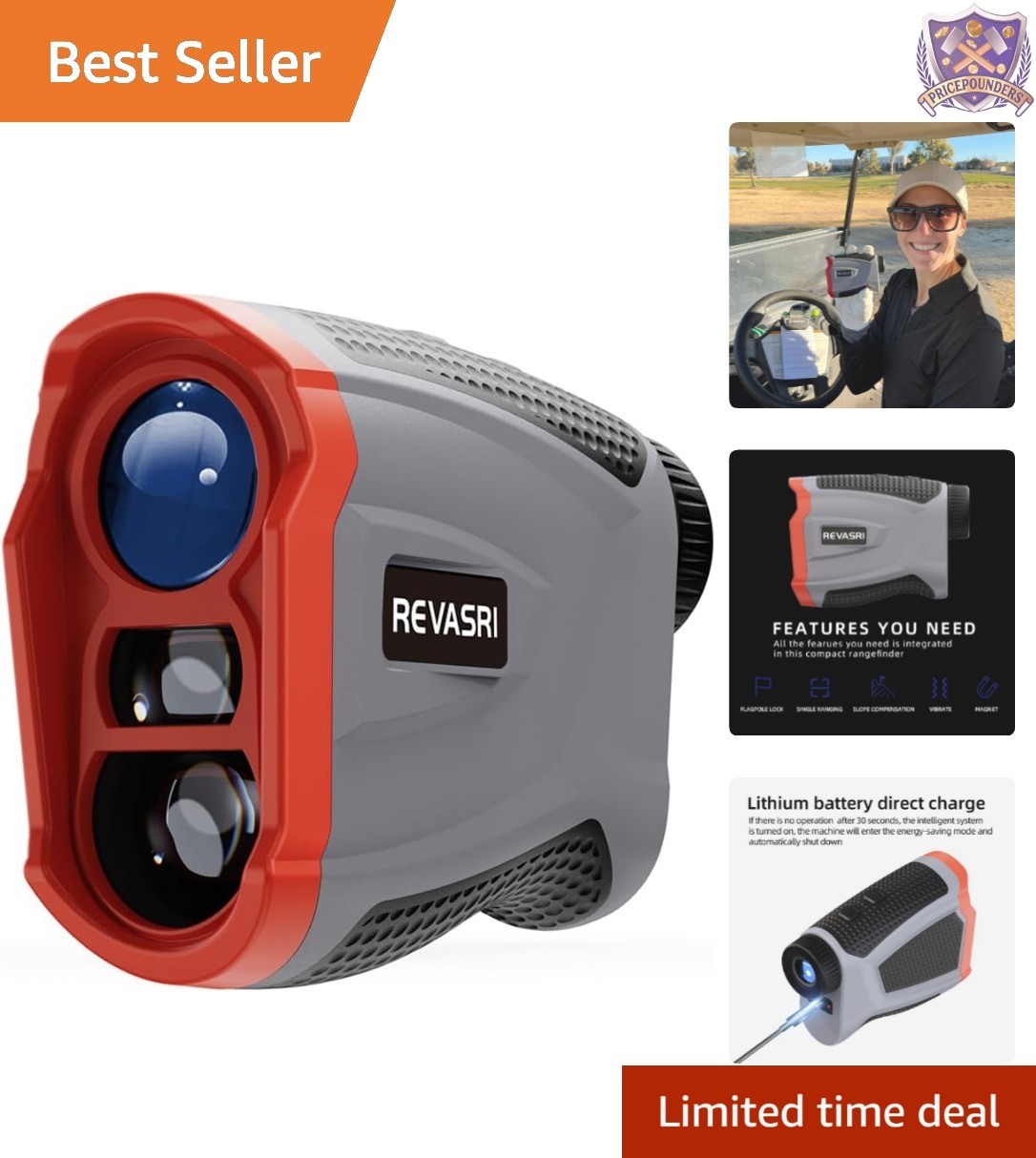 Golf Rangefinder with Slope Pin Lock Magnetic Mount 1000 Yards USB-C Recharge...
