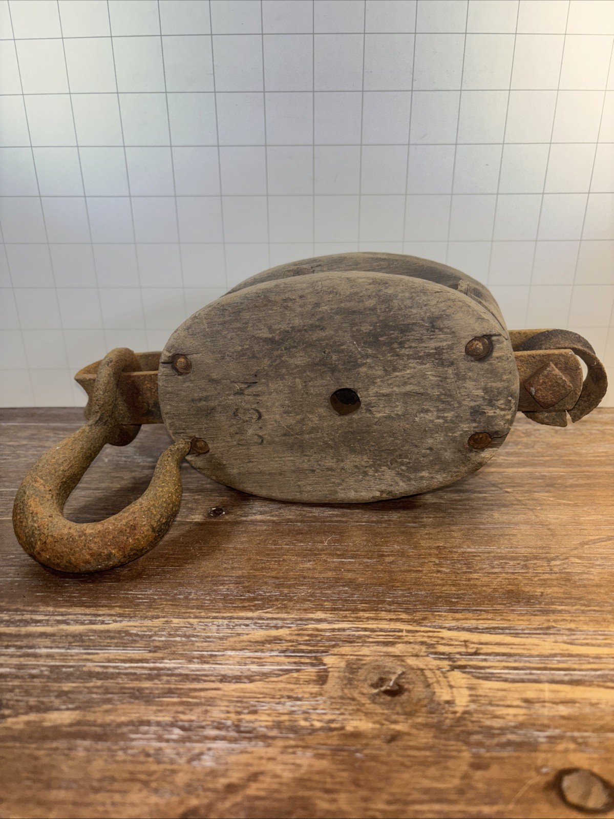 Vintage USN United States Navy Block And Tackle