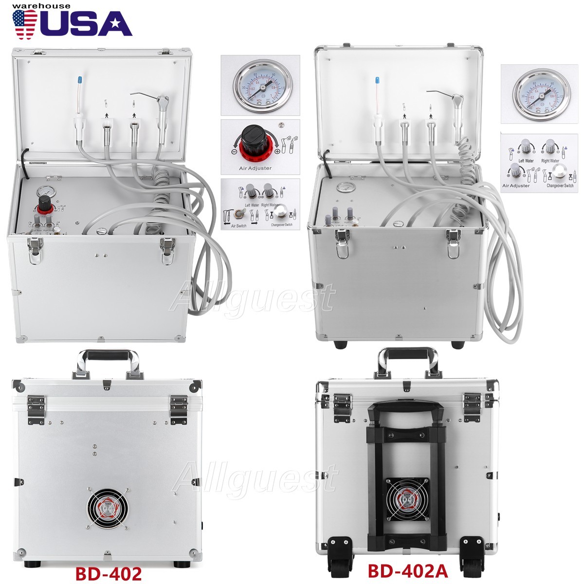 Portable Dental Mobile Delivery Unit System Air Compressor Syringe Suction 4Hole