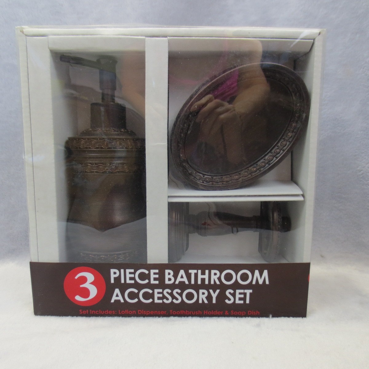 Bathroom Accessory Set 3 iece Oil Rubbed Classic Bronze Chateau Orb New OB