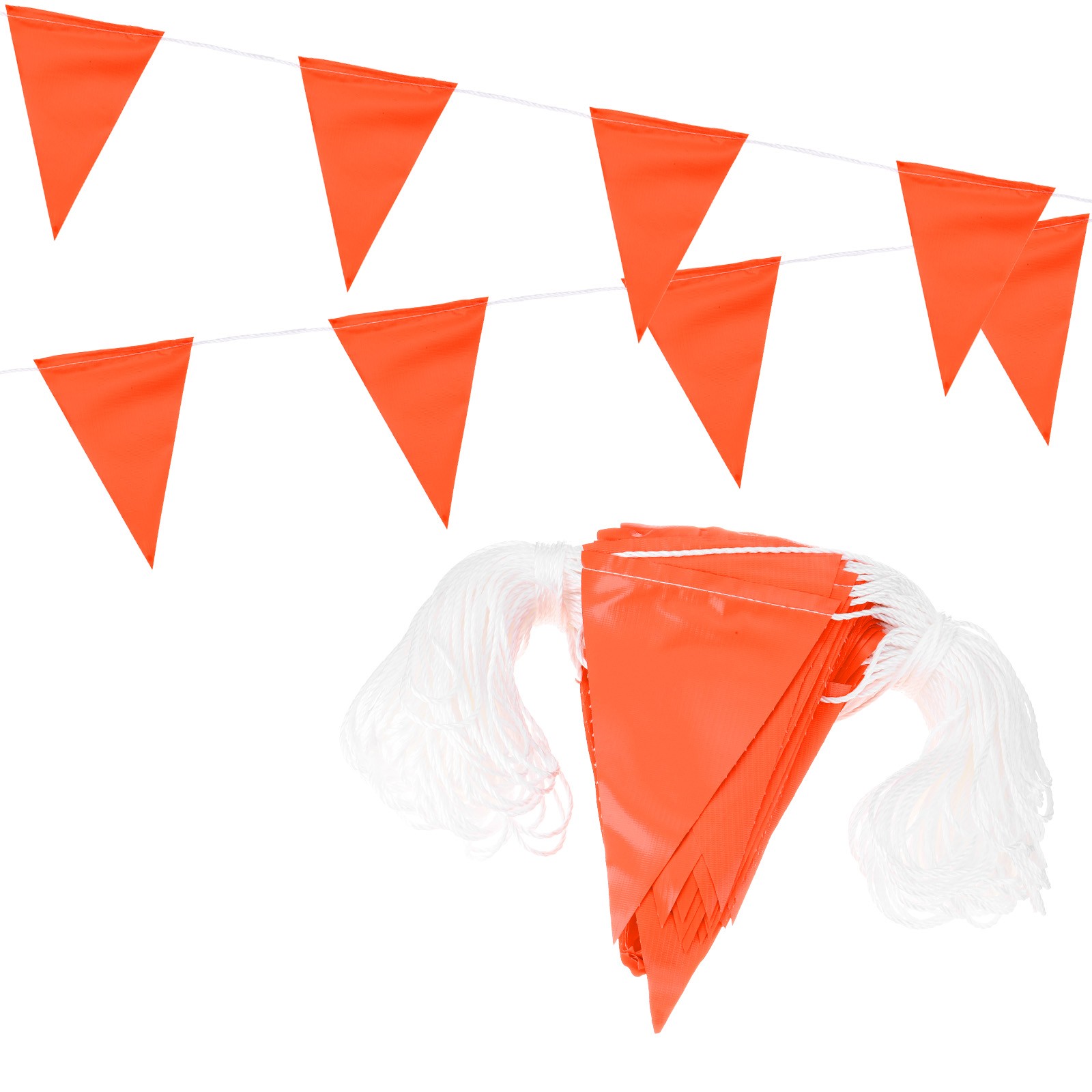 407ft Pennant Banner Flags, Warning Flagging Banner, 180 Flags Orange