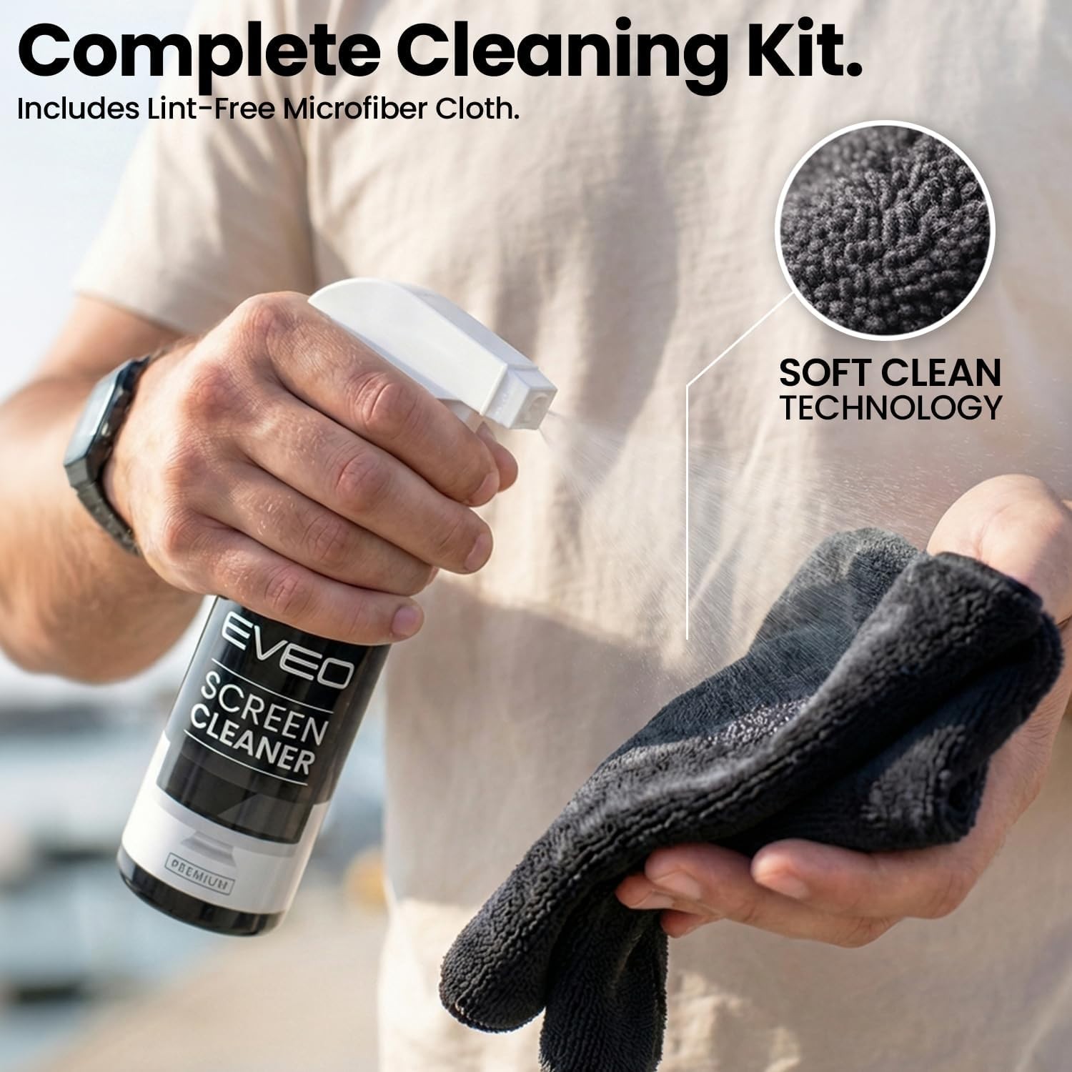 Streak-Free Screen Cleaner Spray Kit with Microfiber Cloth – 2 Pack Essentials