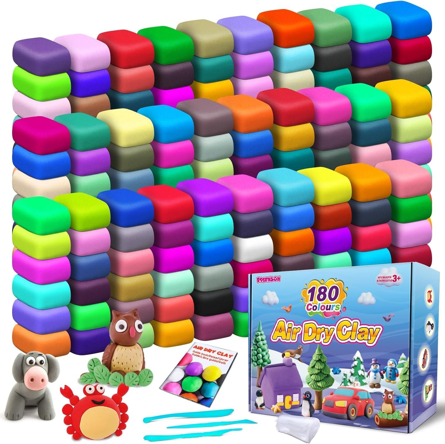ESSENSON Air Dry Clay 180 Colors, Modeling Clay for Kids, DIY Mol