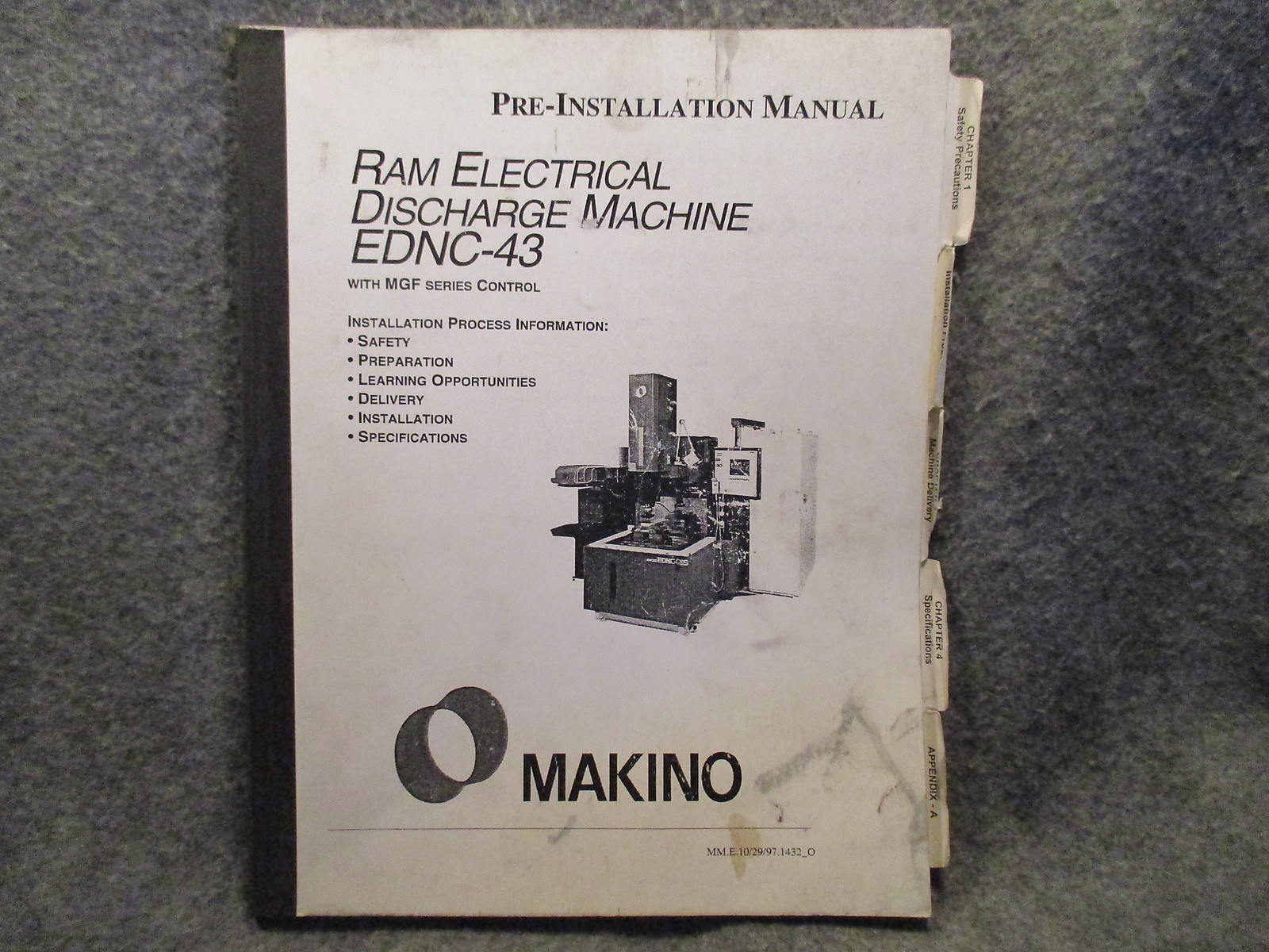 Makino Ram Electrical Discharge Machine EDNC-43 Pre-Installation Manual 11094