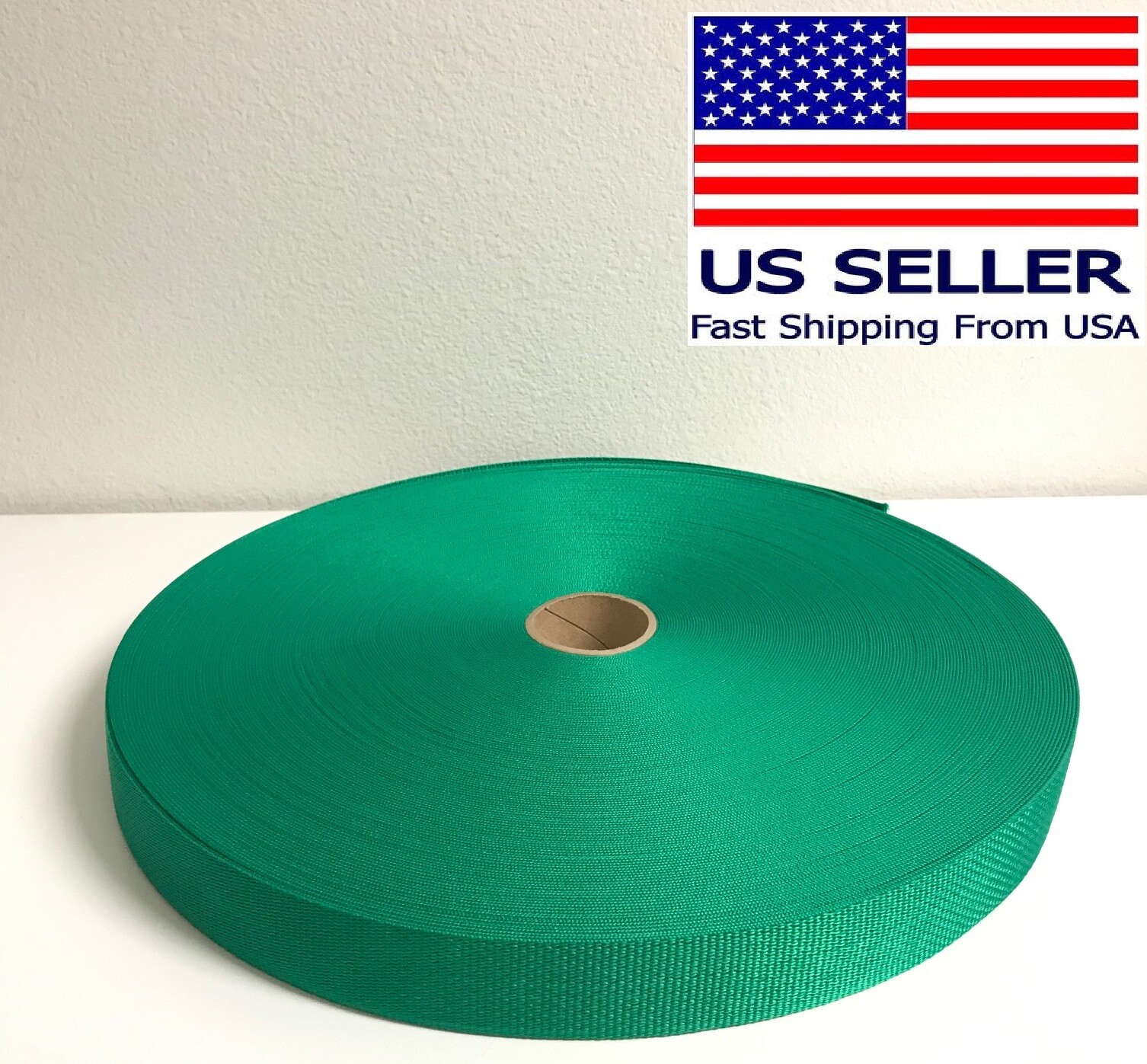 1.5" inch Polypropylene Webbing Nylon Strap (Green) 50 Yard Roll