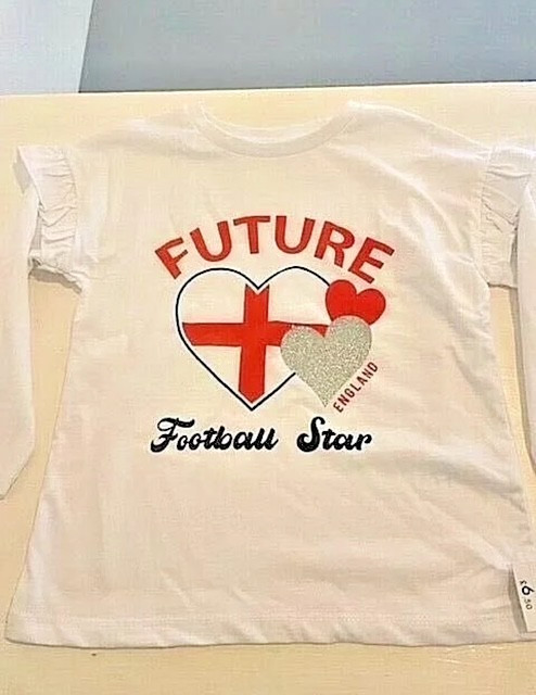 Girls 'FUTURE ENGLAND FOOTBALL STAR' White L/S T-shirt. Size 18-23 Months NEW!