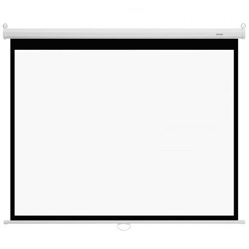 Manual Projector Screen, 72 inch 4:3 4K 1080 HD Retractable Pull Down Projector
