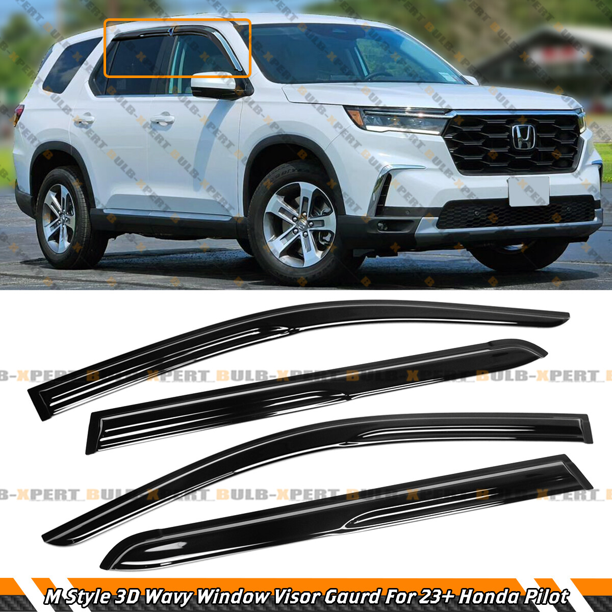 FOR 23-25 HONDA PILOT M STYLE JDM 3D WAVY DOOR WINDOW VISOR RAIN GUARD DEFLECTOR
