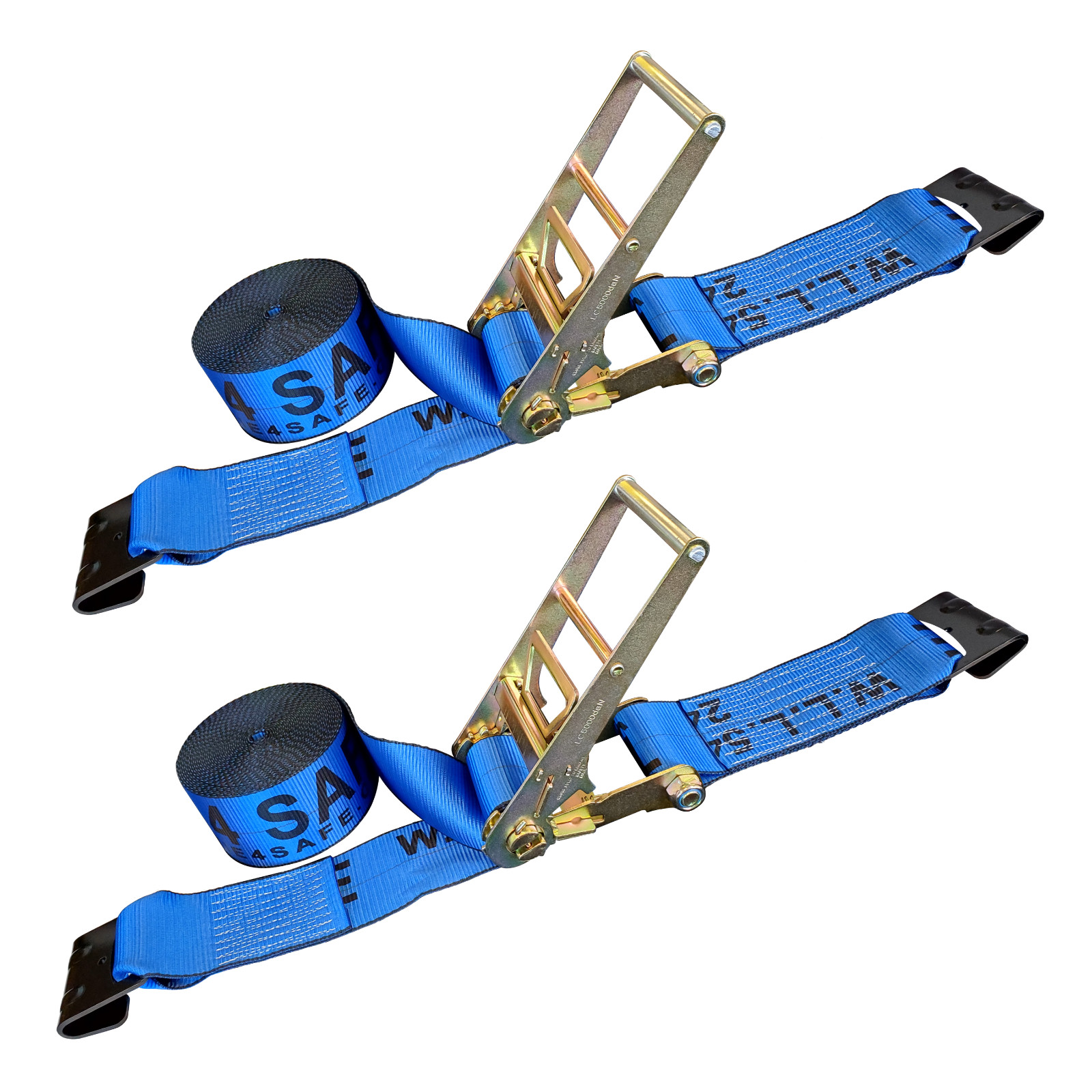 2 Pack 3" x 30' Heavy Duty Ratchet Tie Down Strap w/Flat Hook WLL 5400 LBS BLUE