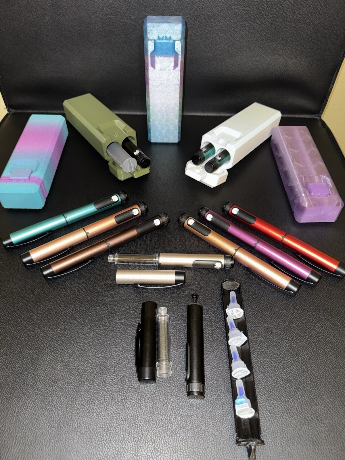 V1 Reusable peptide Pen with Custom 3D printed dual pen Case with insert