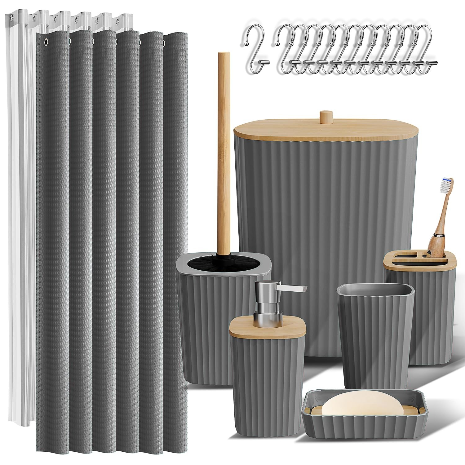 Bathroom Accessories Set - Bathroom Set, Bathroom Accessory Set, Shower Curta...