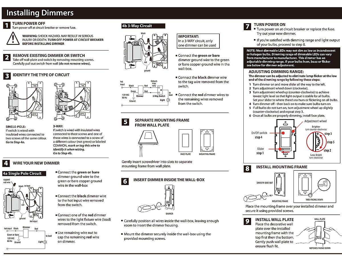 Dimmable Light Switch, In Wall Mount, Works with LED CFL Bulbs, 600W, White
