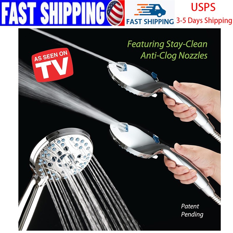 8-setting Handheld Shower Chrome Showerhead With 72" Hose & Adjustable Bracket