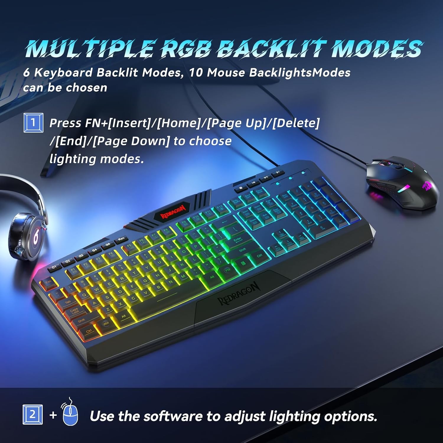 S101-3 PRO Gaming Keyboard and Mouse, RGB Backlit Programmable Keyboard Mouse...