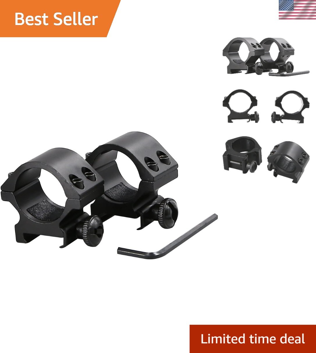 Precision 1 Inch Rifle Scope Rings - Aircraft Aluminum for Picatinny Rails