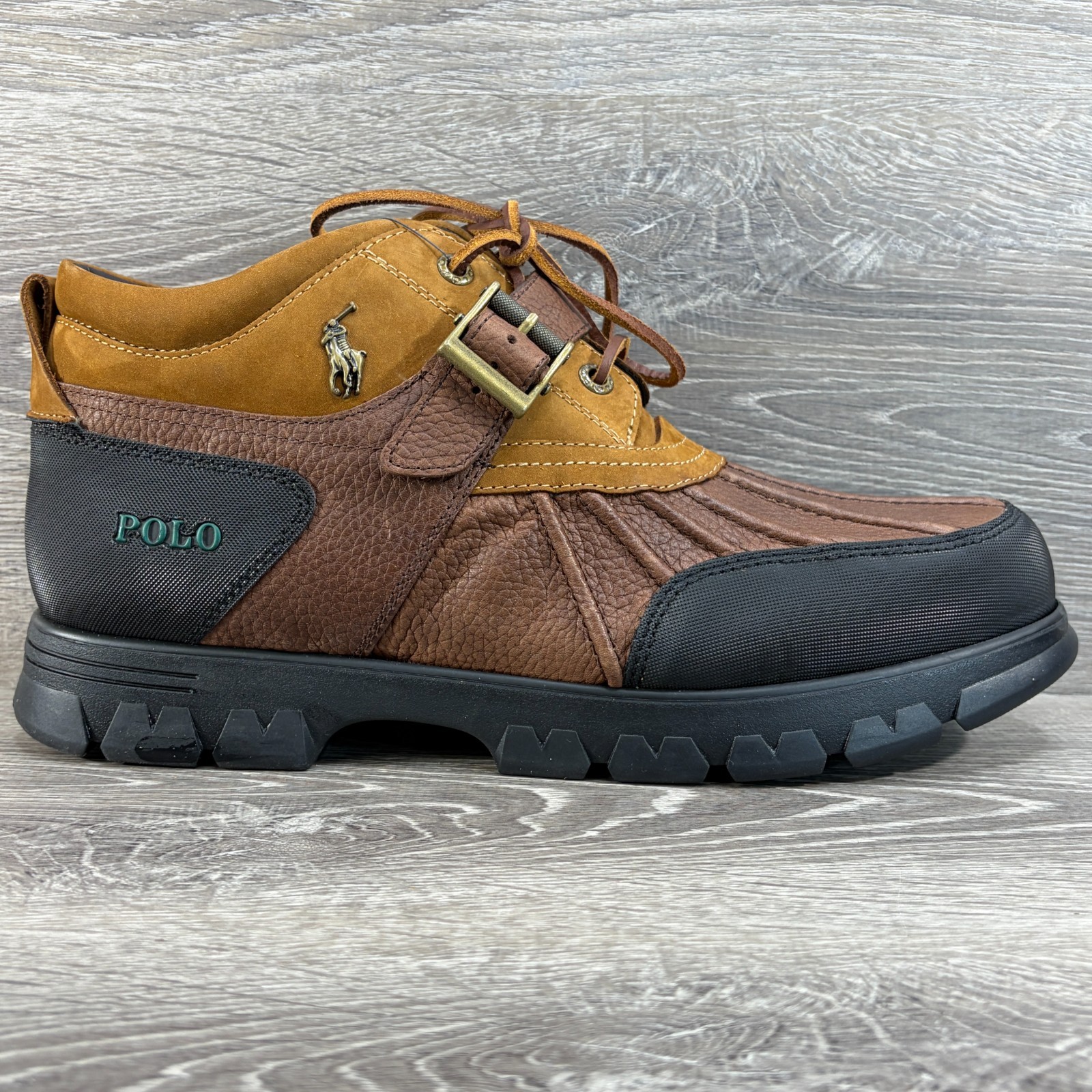 NEW Polo Ralph Lauren Mens 14 D Dover III Brown Leather Duck Ankle Boots Pony