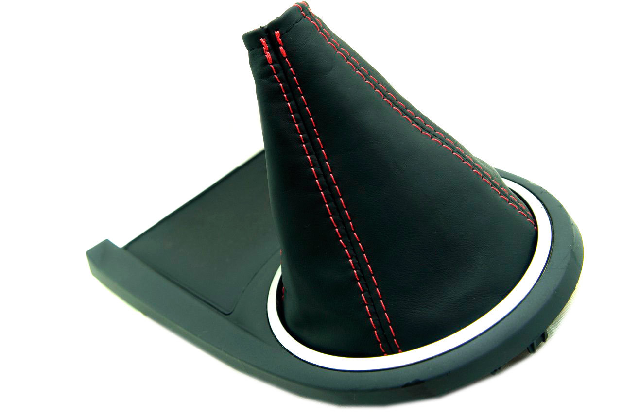 Manual Shift Boot Cover PVC Leather for Hyundai Tiburon 2003-2008 Red Stitch