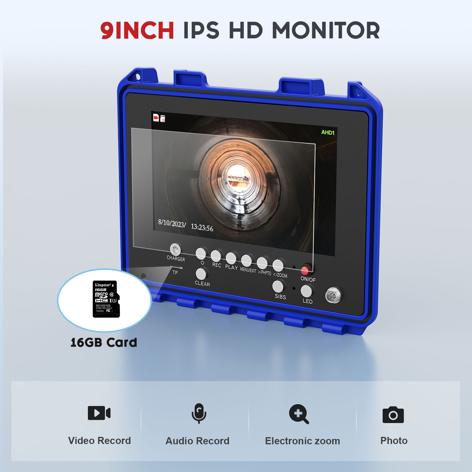40M Sewer Camera 512hz Pipe Inspection Camera Self-leveling 9" Meter Counter DVR