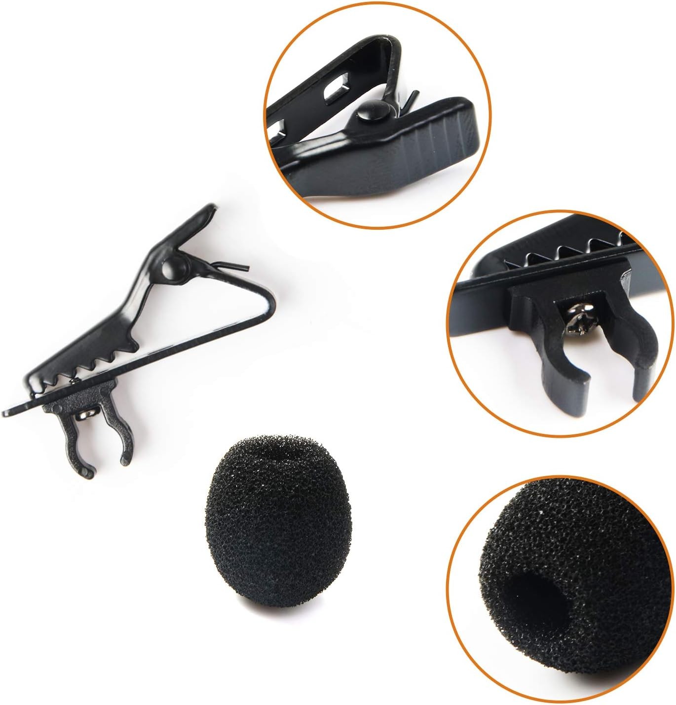 AUGSUN 18Pcs Lapel Microphone Clips Replacement Kit, 6Pcs Lavalier Mic black