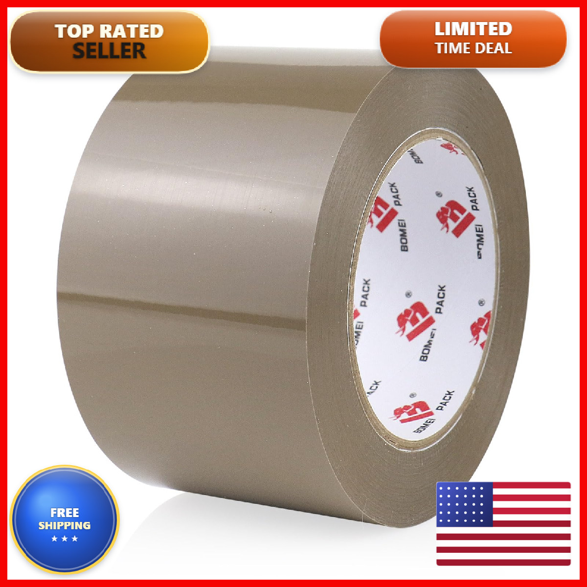 Bomei Pack 3 Inch Wide Brown Packing Tape 3 Inch X 110 Yards 330Ft Industrial