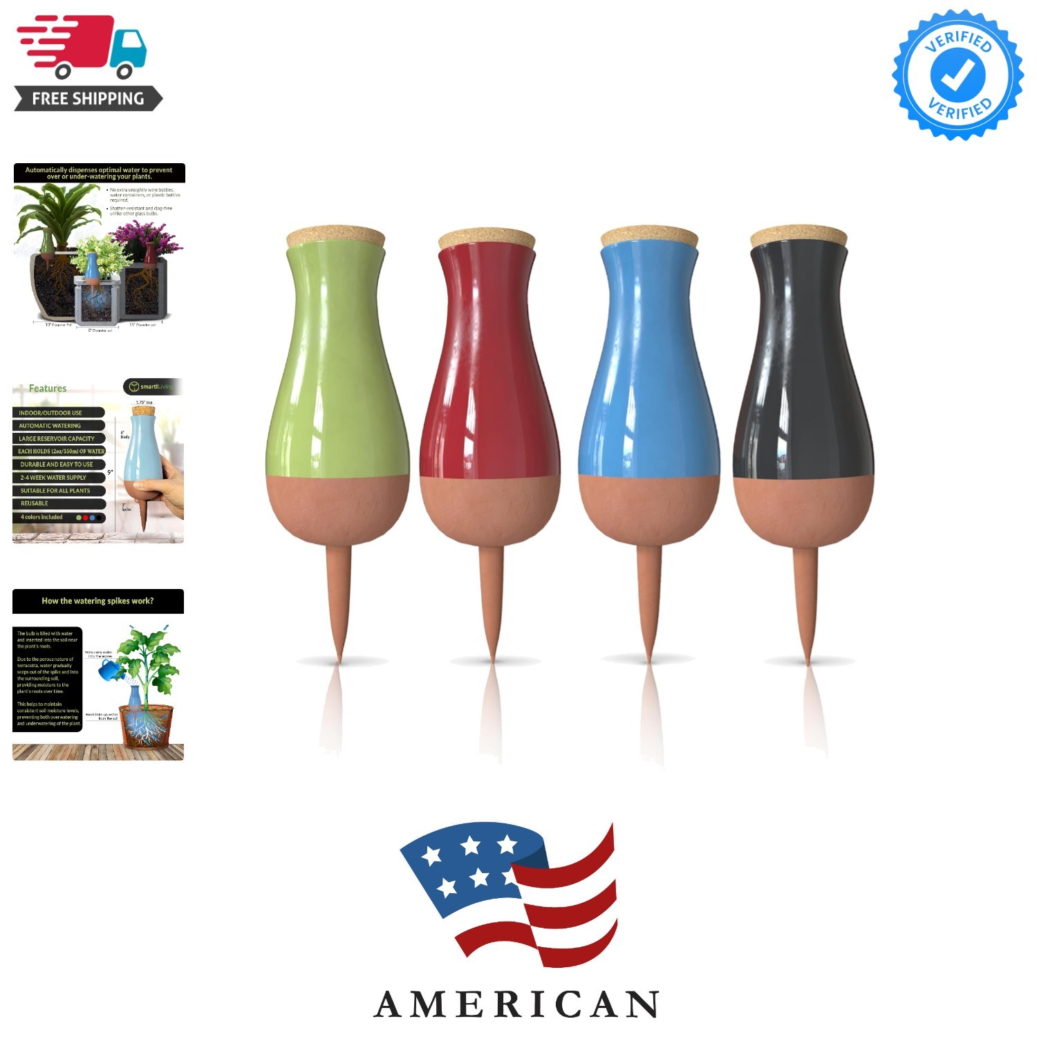 Auto Drip Irrigation Stakes - 4-Week Self-Watering Terracotta Bulbs for Plants