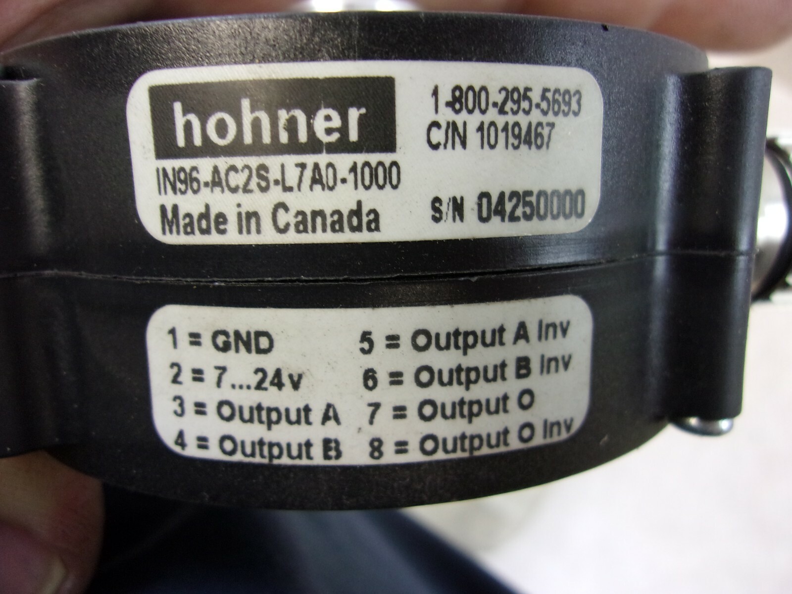 HOHNER CORP. IN96-AC2S-L7A0-1000 Encoder Assembly, F0520