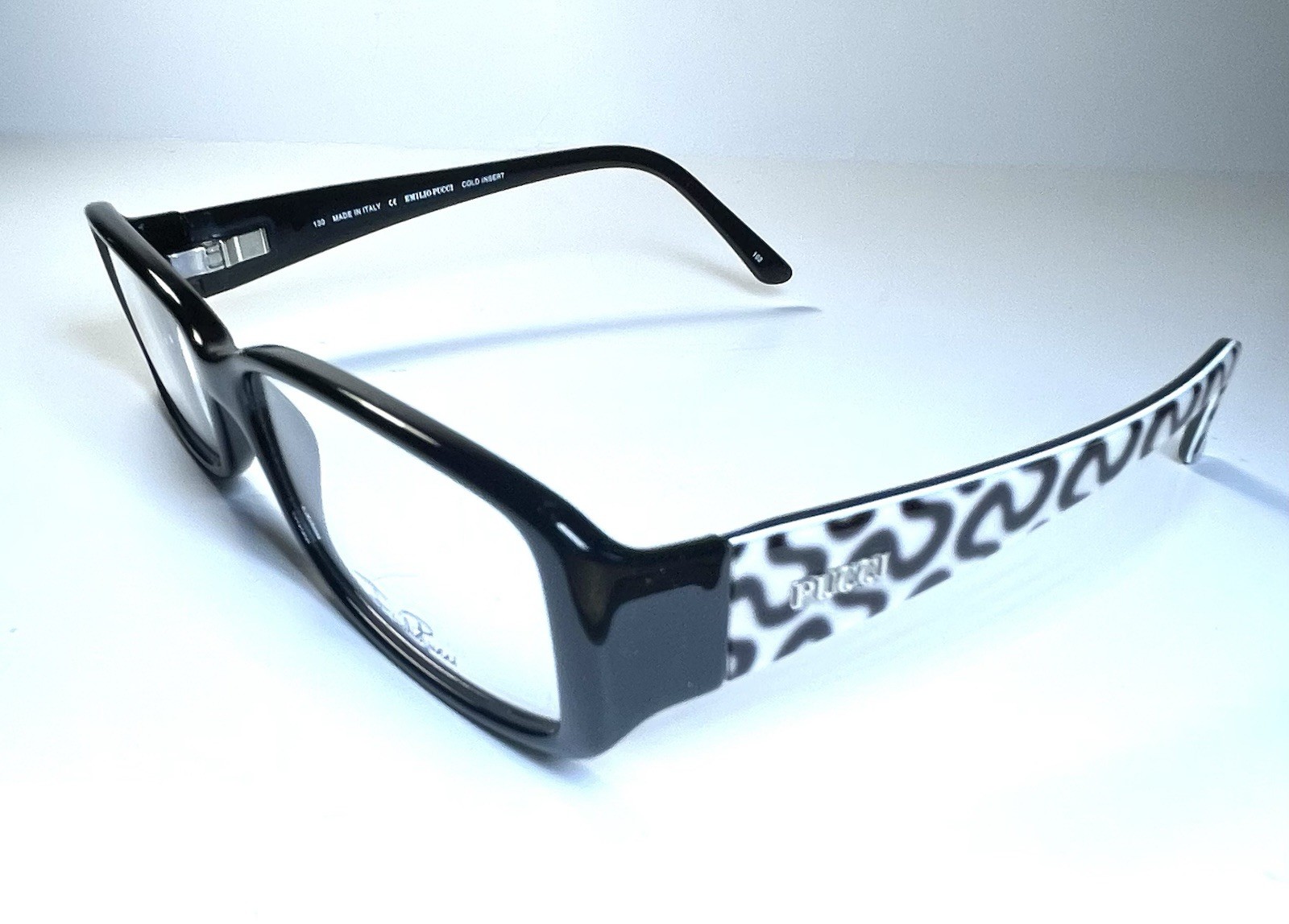 NEW EMILIO PUCCI Black Clear Yellow Swirl EP2135  Eyeglasses Glasses + Case