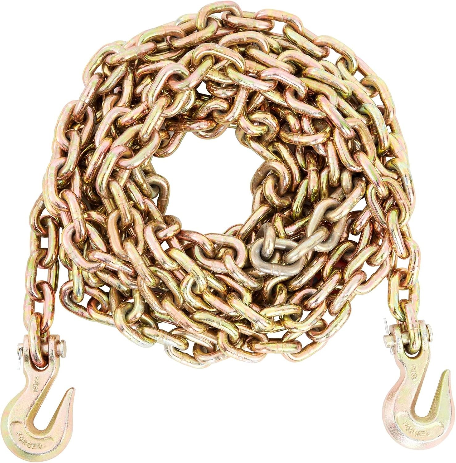 Secure 3/8'' x 20' G80 Logging Chain with Grab Hooks – Reliable for Transporting