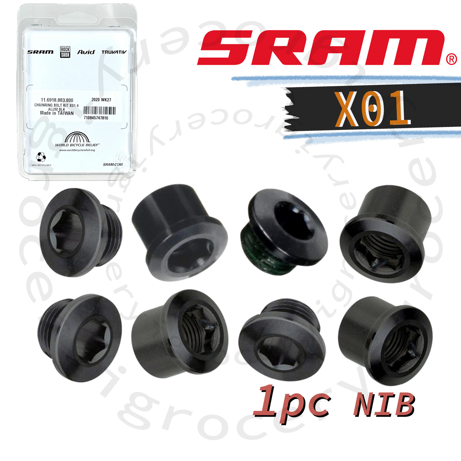 SRAM 11.6918.003.000 SR CHAINRING BOLT KIT X01 4 ALUM BLK