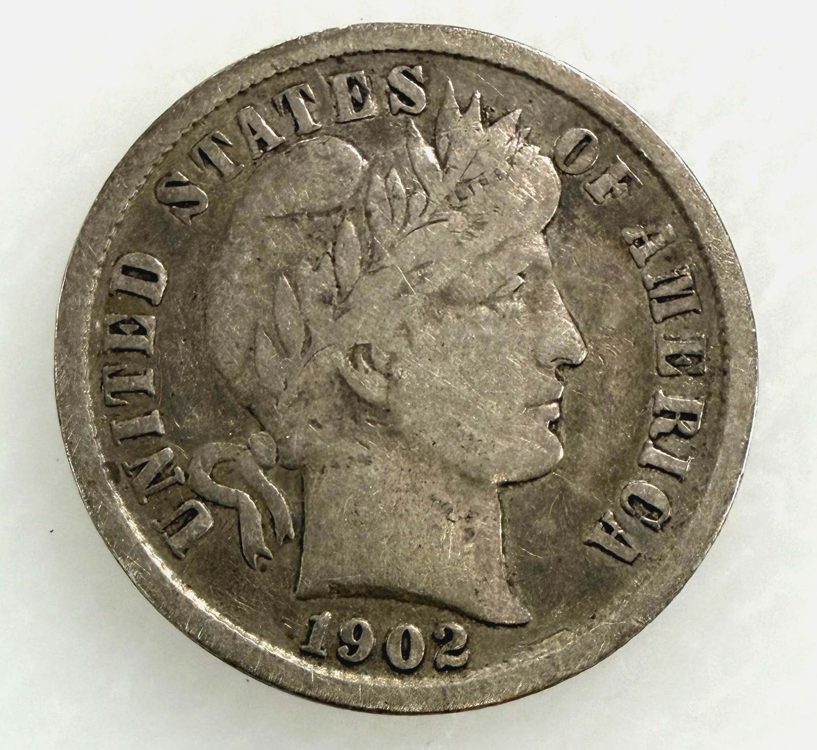 1902-S Barber Silver Dime, Fine