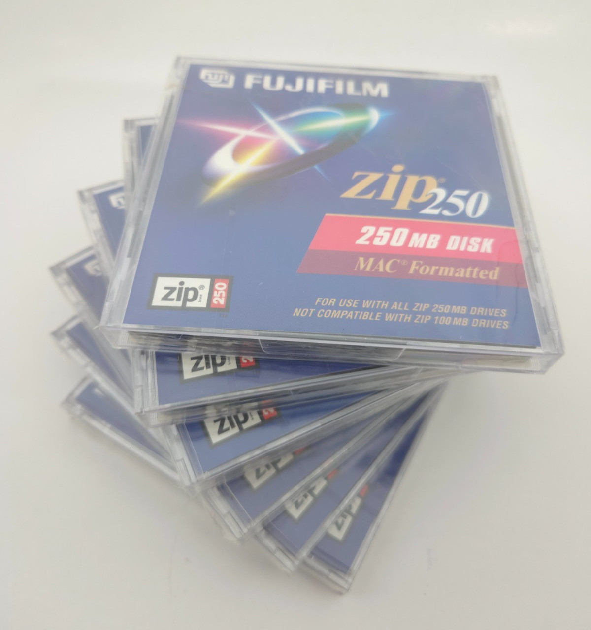 Lot of (6) 250MB Zip Disks by FujiFilm Mac Formatted Brand New & Sealed!