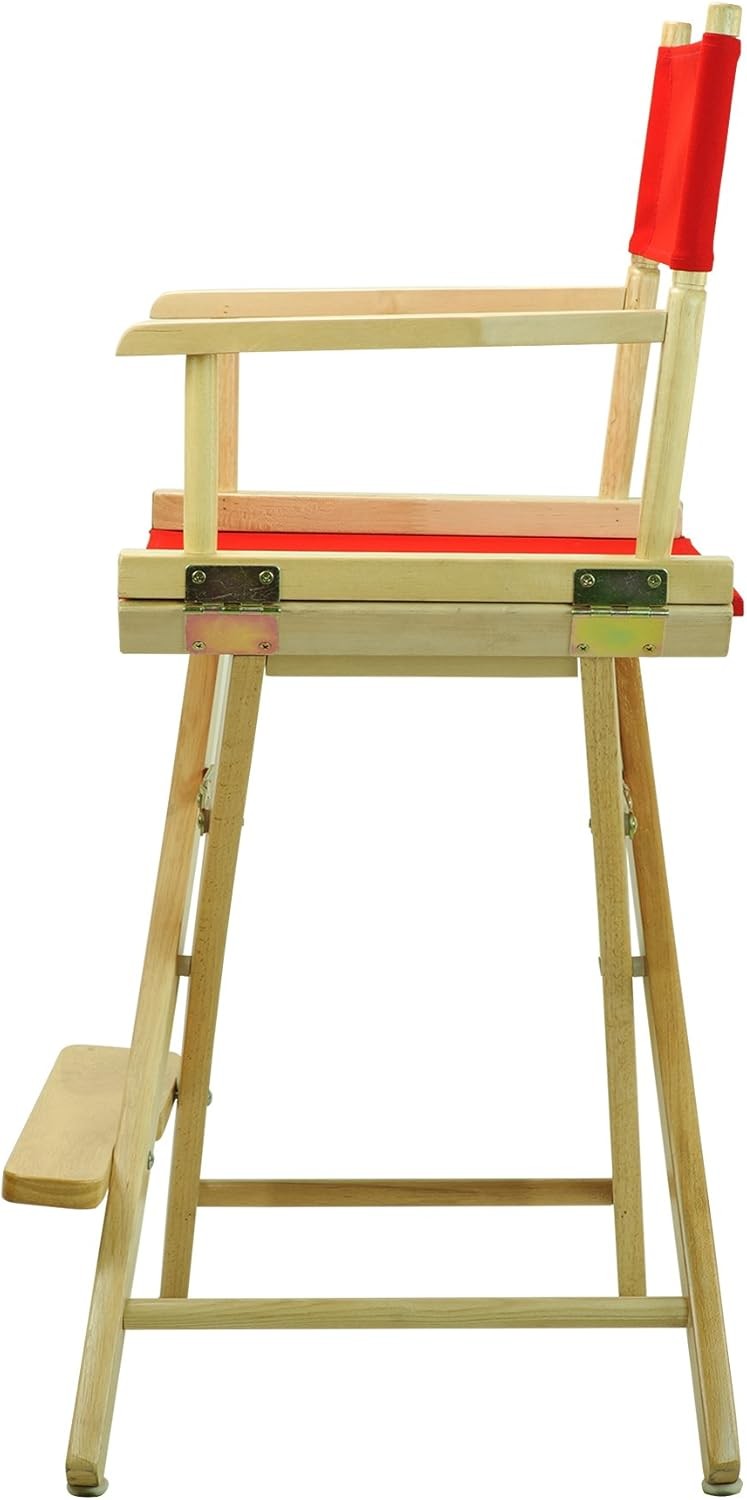24" Director's Chair Natural Frame W/ Red Canvas Counter Height Beech Cotton