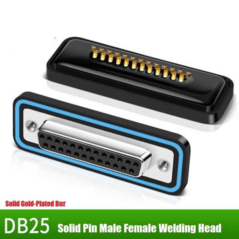 Pure copper solid needle gold-plated DB25 waterproof plug 2 Row 25-Pin connector