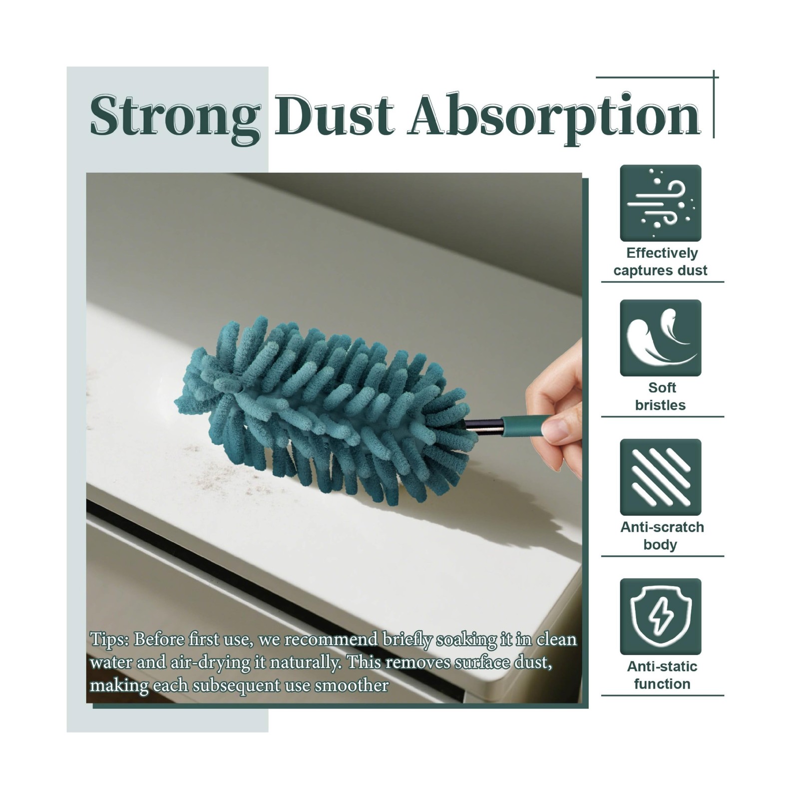 2 PCS Car Interior Duster with Extension Pole, Microfiber Car Dusters with Be...