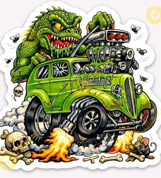 For WILLYS FANS MAGNET - Rat Fink Style Classic Car
