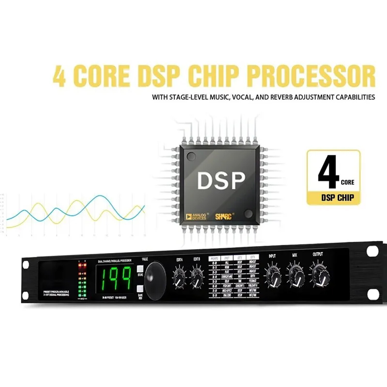 Audio Processor Equalizer Digital Reverb Multi Effect Professional DSP Proces1b