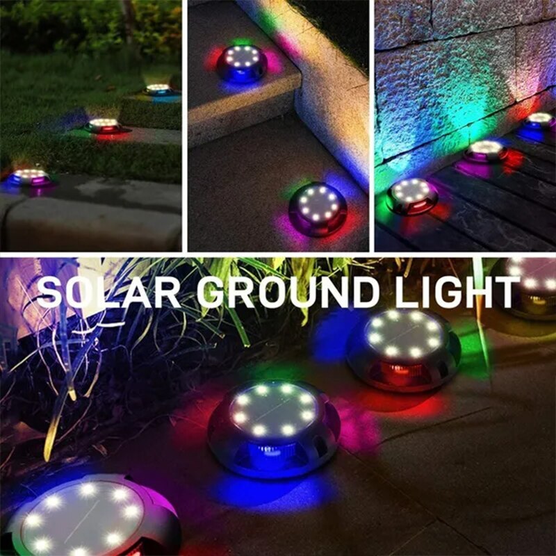 4Pack Solar Ground Light 12 LED Outdoor Disk Lighting Landscape Yard Garden Lawn