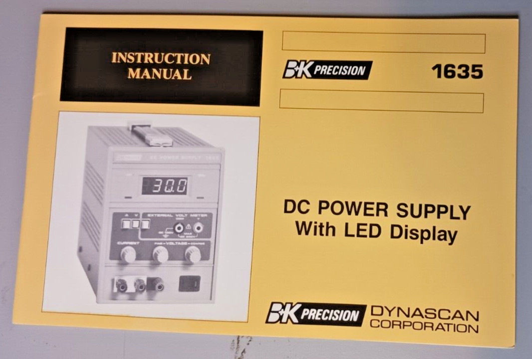 Original B&K 1635 Power Supply Instruction Manual